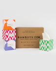 Bamboo Shipping square boxes in multi color tissue products.