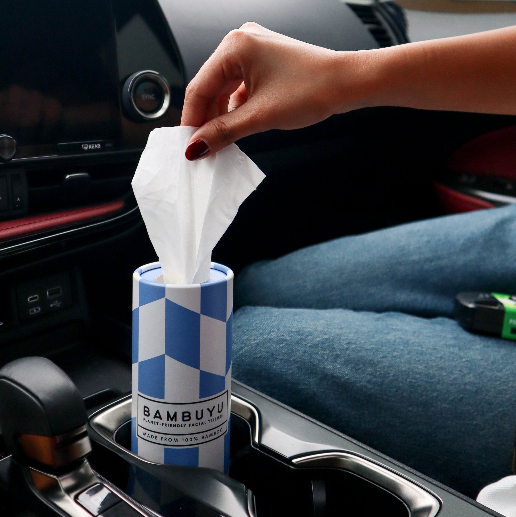 Bamboo Car Tissue Box (12 pack)